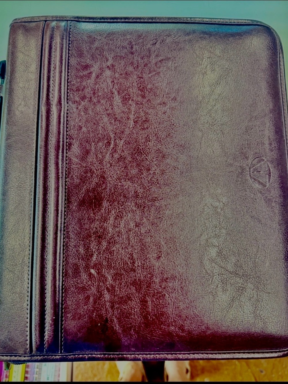 Avenues America Leather Zip Portfolio Binder Calculator Organizer Burgundy